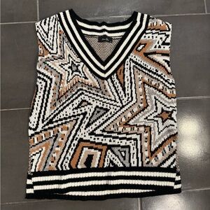 Geometric Star Pattern Knit Vest
